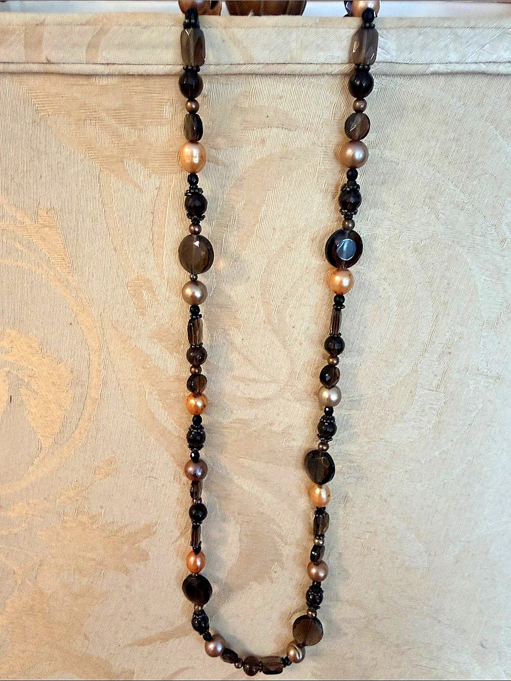 BARSÉ Smoky Quartz and Chocolate Pearl Beaded Necklace